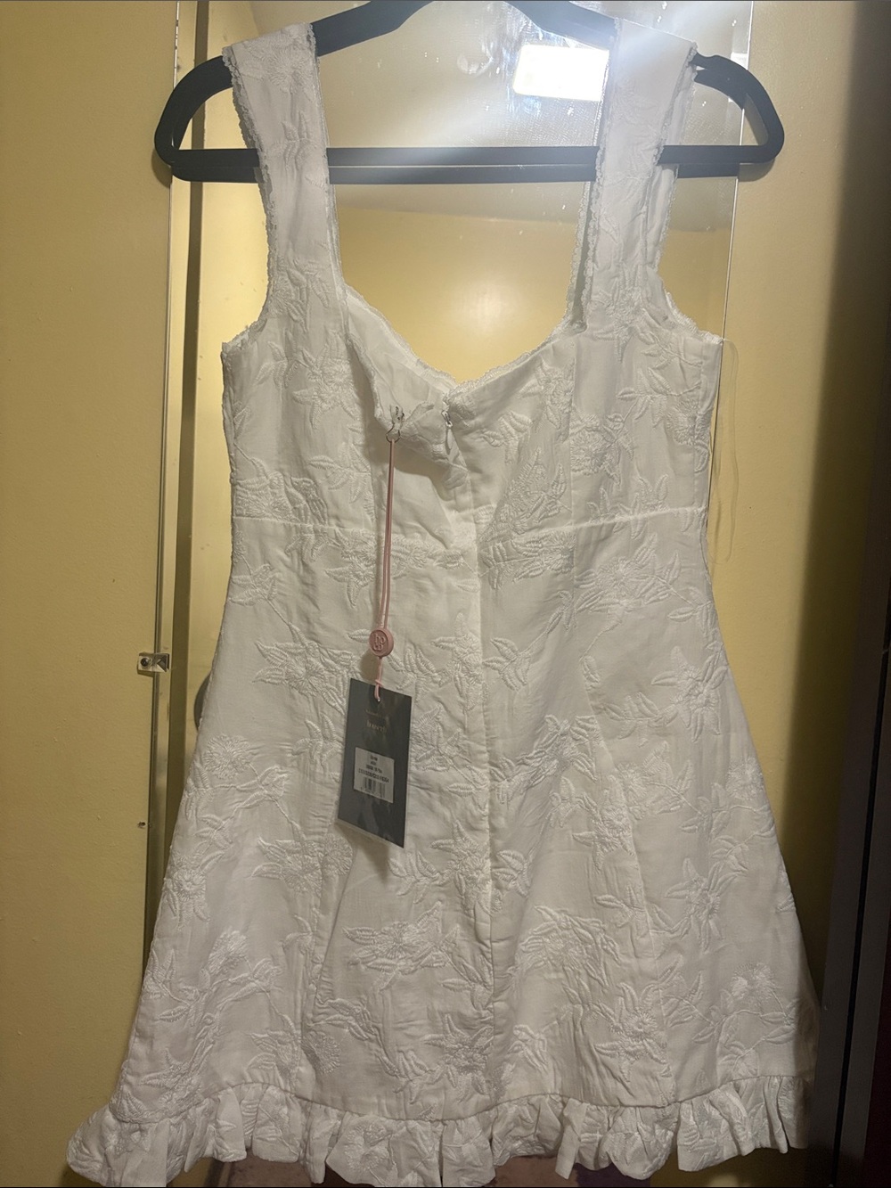 House of CB White Odessa Dress Tag with Pink Cord - Picture 3 of 4